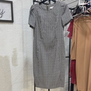 Calvin Klein Collection Geometric Black and White Midi Dress